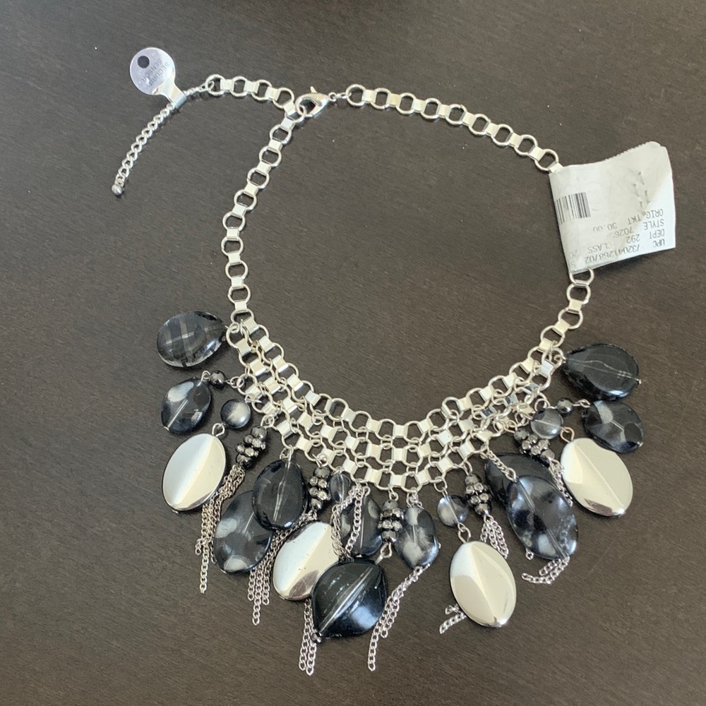 Macy's Black and Silver Statement Necklace - Picture 2 of 7